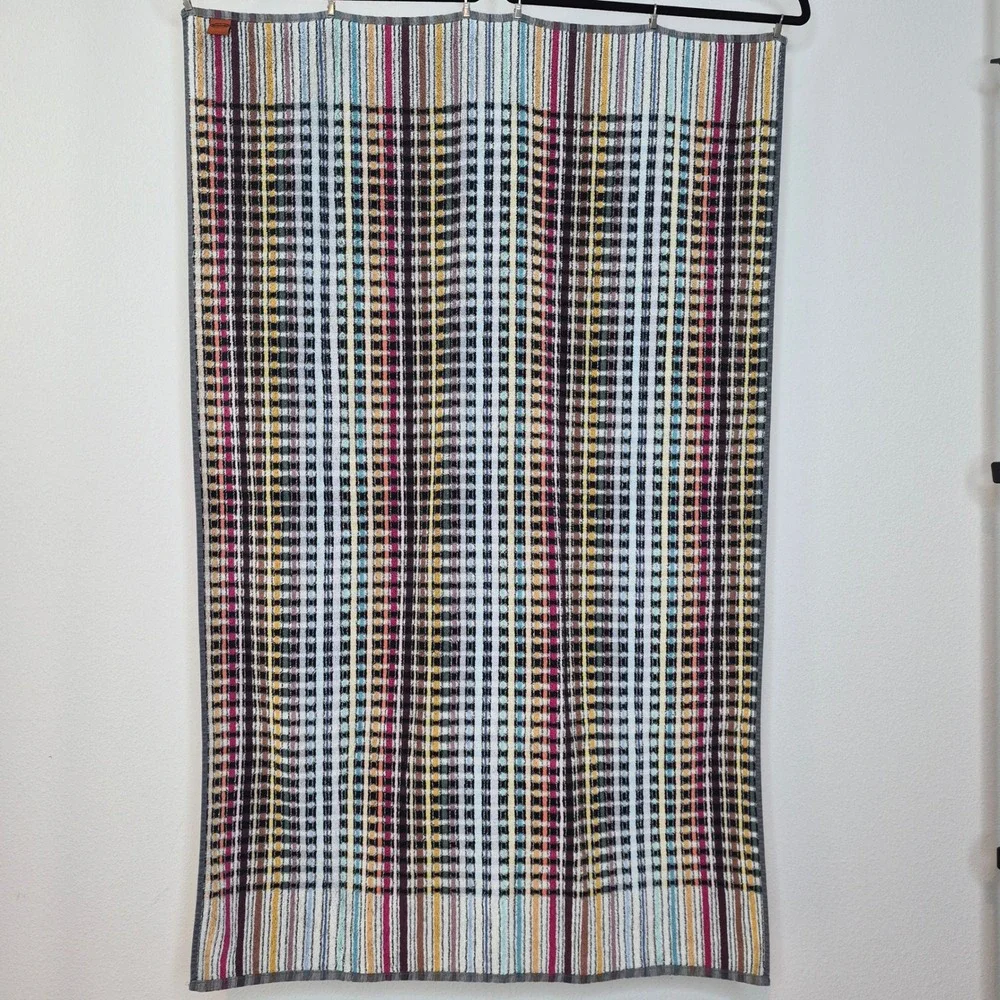 Missoni Home Bath Towel Set 4 Multicolor Jacquard‎ Micro Plaid Grid Italy 55x35